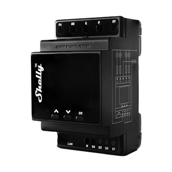 SHELLY 4-KANAŁOWY PRZEKAŹNIK DO SZYN DIN WIFI Z POMIAREM MOCY DO SMART HOME