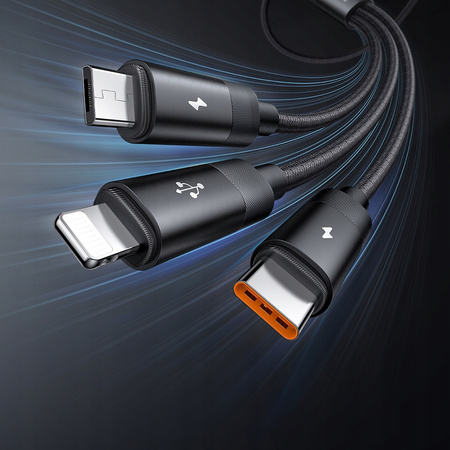 MCDODO KABEL USB 3W1 SZYBKIE ŁADOWANIE USB-C LIGHTNING MICRO USB QC 1M LED
