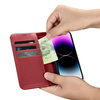 iCarer Wallet Case 2in1 etui iPhone 14 Pro skórzany pokrowiec z klapką Anti-RFID czerwony (WMI14220726-RD)