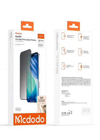 MCDODO SZKŁO HARTOWANE PRYWATYZUJĄCE AUTOFIT SZYBKA DO APPLE IPHONE 17