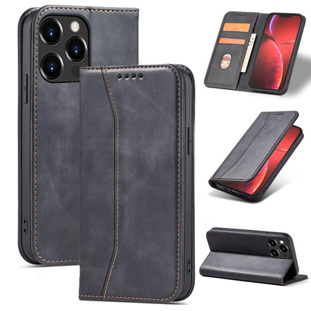 Magnet Fancy Case etui do iPhone 13 Pro Max pokrowiec portfel na karty kartę podstawka czarny