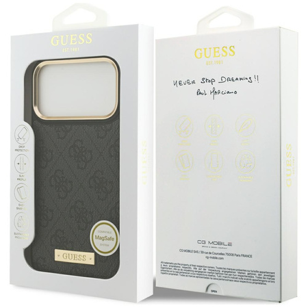 Etui Guess 4G Logo Plate MagSafe do iPhone 17 Pro Max czarny