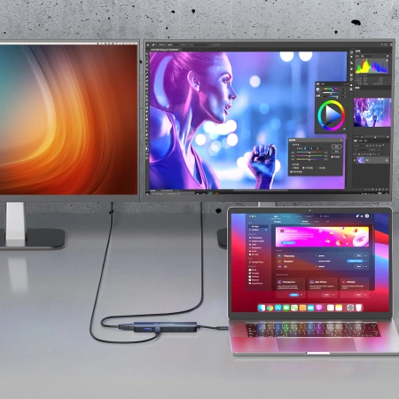 WOZINSKY HUB USB-C 6 W 1 WIELOFUNKCYJNY DO LAPTOPA TELEFONU ALUMINIOWY