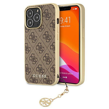 Etui Guess GUHCP13LGF4GBR na iPhone 13 Pro / 13 - brązowe 4G Charms Collection