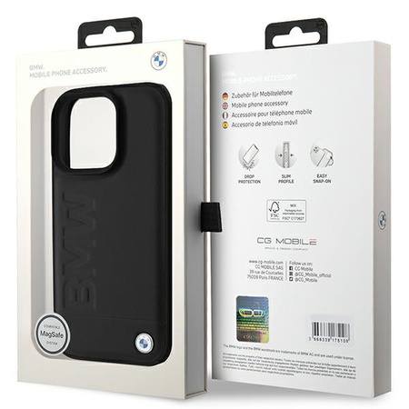 BMW BMHMP16XSLLBK iPhone 16 Pro Max 6.9czarny/black hardcase Leather Hot Stamp MagSafe
