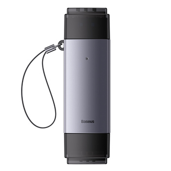 Baseus Lite Series adapter czytnik kart SD/TF USB Typ A/USB Typ C szary (WKQX060113)