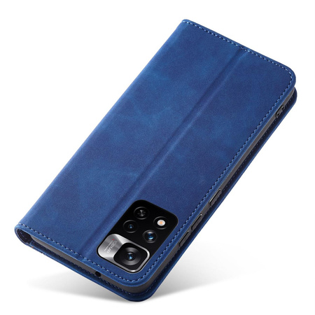 Magnet Fancy Case etui do Xiaomi Redmi Note 11 pokrowiec portfel na karty kartę podstawka niebieski