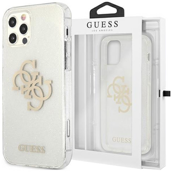 Guess GUHCP12LPCUGL4GTR iPhone 12 Pro Max 6,7" transparent hard case Glitter 4G Big Logo