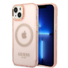 Guess GUHMP14MHTCMP iPhone 14 Plus 6,7" różowy/pink hard case Gold Outline Translucent MagSafe