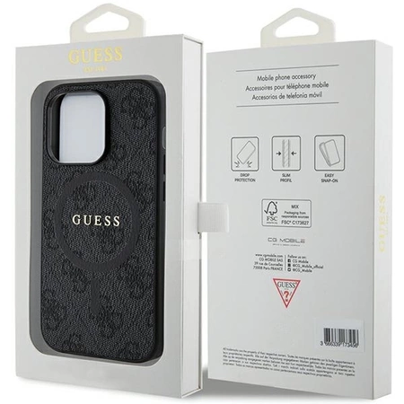 Etui Guess 4G Collection Leather Metal Logo MagSafe na iPhone 14 Pro Max - czarne
