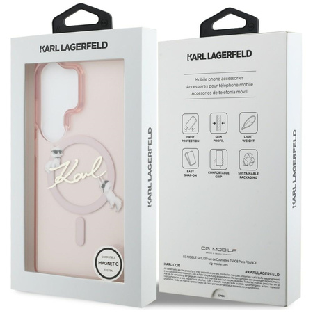 Etui Karl Lagerfeld IML KC Script        MagSafe do Samsung Galaxy S26 Ultra różowy