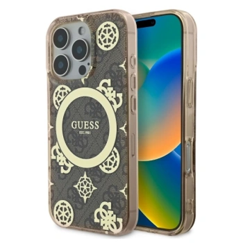 GUESS ETUI HARDCASE DO IPHONE 16 PRO DO MAGSAFE Z WZOREM PEONY NA TLE 4G