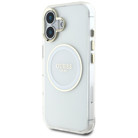 GUESS ETUI IML METAL COLORED CIRCLE DO MAGSAFE IPHONE 16 LOGO CLASSIC