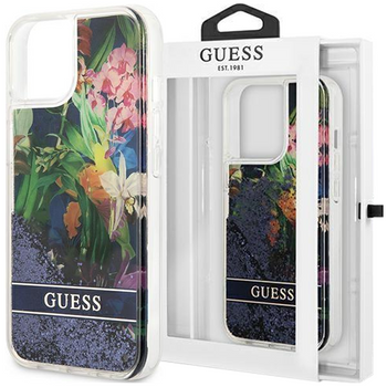 Guess GUHCP13SLFLSB iPhone 13 mini 5,4" niebieski/blue hardcase Flower Liquid Glitter