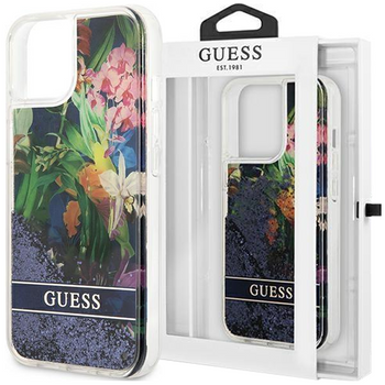 Guess GUHCP14SLFLSB iPhone 14 6,1" niebieski/blue hardcase Flower Liquid Glitter