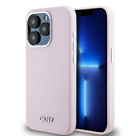 DKNY ETUI LIQUID SILICONE DO IPHONE 14 PRO 6.1 Z LOGO METALOWYM DO MAGSAFE