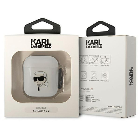 Etui Karl Lagerfeld KLA2HNIKTCT na AirPods 1/2 - przezroczyste Karl's Head