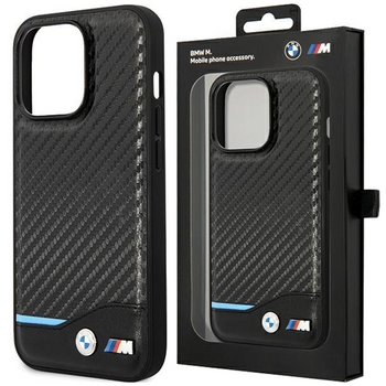 Etui BMW Leather Carbon na iPhone 15 Pro - czarne