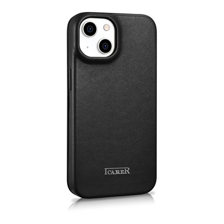 iCarer CE Premium Leather Folio Case skórzane etui iPhone 14 Plus z klapką magnetyczne MagSafe czarny (WMI14220715-BK)