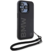 Etui BMW Signature Leather Wordmark Cord na iPhone 15 Pro - czarne