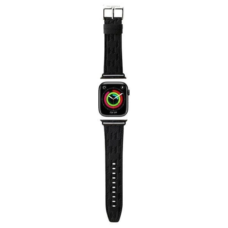 Pasek Karl Lagerfeld Saffiano Monogram na Apple Watch 38/40/41mm - czarny