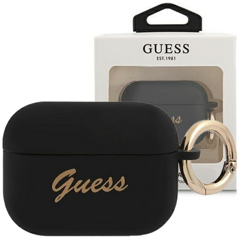 Guess GUAPSSSK AirPods Pro cover czarny/black Silicone Vintage Script