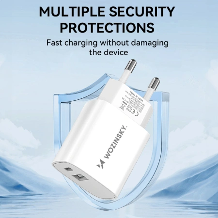 WOZINSKY ŁADOWARKA SIECIOWA USB-A USB-C 20W DO SMARTFONÓW SZYBKIE ŁADOWANIE