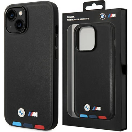 Etui BMW Leather Stamp Tricolor do iPhone 15 - czarne