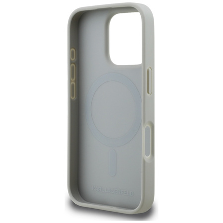 Etui Karl Lagerfeld Grained Pattern & Logo MagSafe do iPhone 16 Pro szary