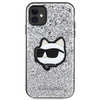 Etui Karl Lagerfeld KLHCN61G2CPS na iPhone 11 / Xr - srebrne Glitter Choupette Patch