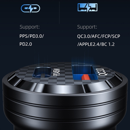 USAMS Ład. sam. C35 USB+USB-C 45WFast Charge czarny/black CC175CC01 (US-CC175)