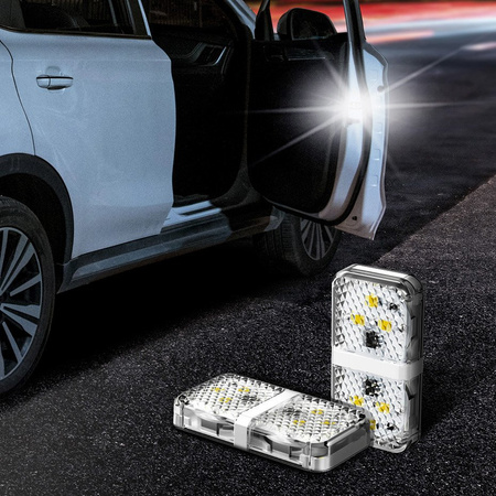 Baseus zestaw 2x ostrzegawcza lampka LED do drzwi samochodu biały (CRFZD-02)