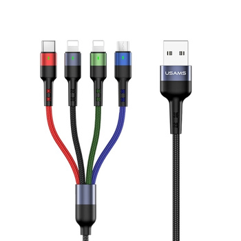 USAMS Kabel pleciony U26 4w1 3m 2AFast Charge (2xlightning/microUSB/USB-C) SJ413USB01 (US-SJ413)