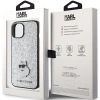 Etui Karl Lagerfeld Fixed Glitter Choupette Logo Metal Pin do iPhone 15 - srebrne