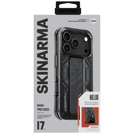 Etui Skinarma Helio do iPhone 17 Pro     Magnetic Charging + Grip Stand grafitowy