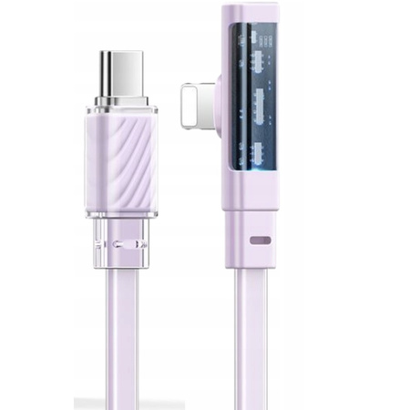 MCDODO KABEL KĄTOWY USB-C LIGHTNING PŁASKI 36W DO IPHONE 13 14 FIOLETOWY 2M