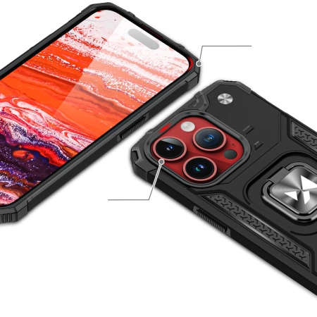 WOZINSKY RING ARMOR ETUI DO IPHONE 15 PRO Z UCHWYTEM PANCERNE I WODOODPORNE