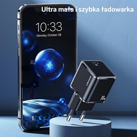 USAMS ŁADOWARKA 1XUSB-C T45 MINI DO TELEFONÓW APPLE 30W PD3.0 FAST CHARGING