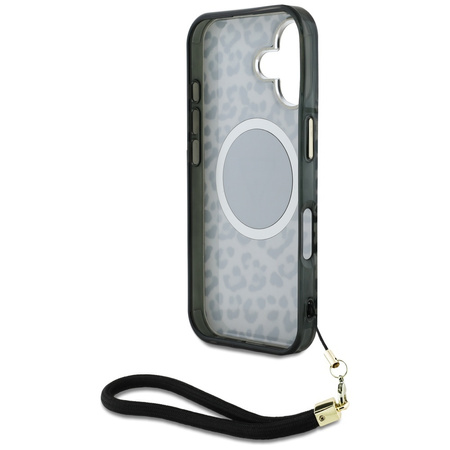 GUESS ETUI DO IPHONE 16 DO MAGSAFE LEOPARD TRIANGLE Z PRZESZROCZYSTYM PASEM