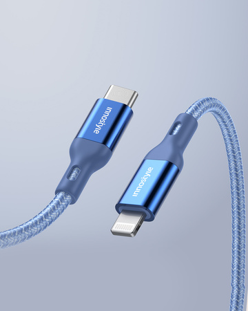 INNOSTYLE POWERFLEX KABEL USB-C LIGHTNING MFI SZYBKIEGO ŁADOWANIA DO IPHONE KEVLAR 2M NIEBIESKI