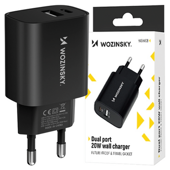 Ładowarka sieciowa Wozinsky WGWCB USB-A USB-C 20W - czarna