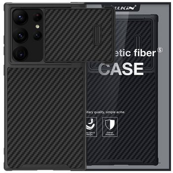 Nillkin Synthetic Fiber S Case etui Samsung Galaxy S23 Ultra pokrowiec osłona na aparat czarne