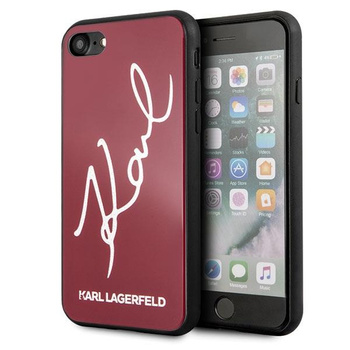 Etui Karl Lagerfeld Signature Glitter na iPhone 7 / 8 / SE 2020 / SE 2022 - czerwone