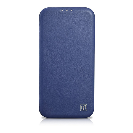 iCarer CE Premium Leather Folio Case skórzane etui iPhone 14 Plus z klapką magnetyczne MagSafe niebieski (WMI14220715-BU)