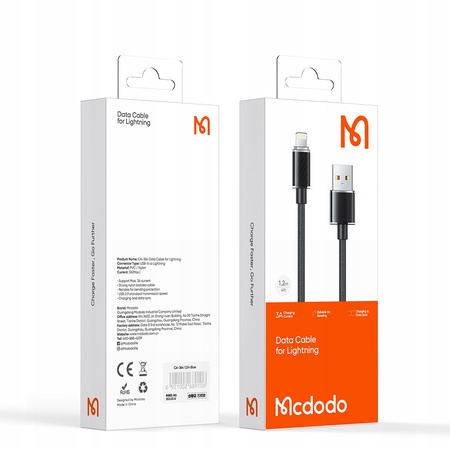 Mcdodo Mocny Szybki Kabel Usb Lightning 36W 1,2M Czarny