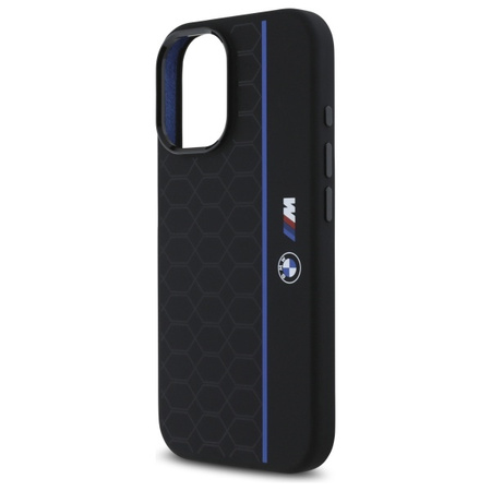 BMW ETUI HARDCASE DO IPHONE 16 6.1 DO MAGSAFE SILIKONOWE HEXAGON BLUE LINE