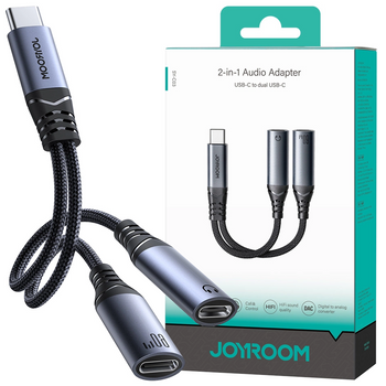 Adapter DAC 2w1 Joyroom SY-C02 USB-C do USB-C / mini jack 3.5 mm - czarny