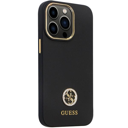 Etui Guess GUHCP13LM4DGPK na iPhone 13 Pro / 13 - czarne Silicone Logo Strass 4G