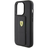 Etui Ferrari Grip Stand Metal Logo na iPhone 15 Pro - czarne