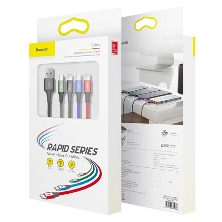 BASEUS KABEL USB 4W1 2X LIGHTNING USB 3.5A 1.2M CZARNY